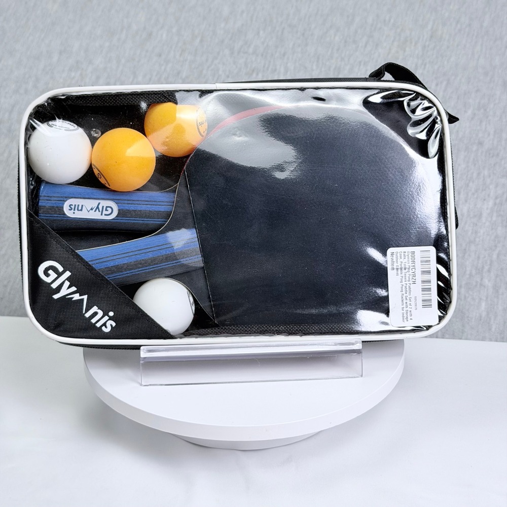Glymnis Ping Pong Paddles Set of 2 with 4 Balls and Portable Storage Case K268